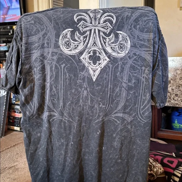 Affliction Skull Motif Tee in Black and White - Picture 3 of 5